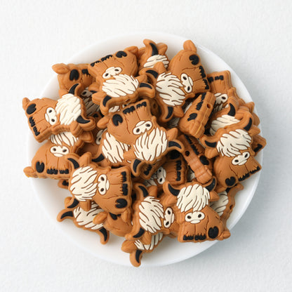 Highland Cow Silicone Focal Beads Colorful 20pcs 11