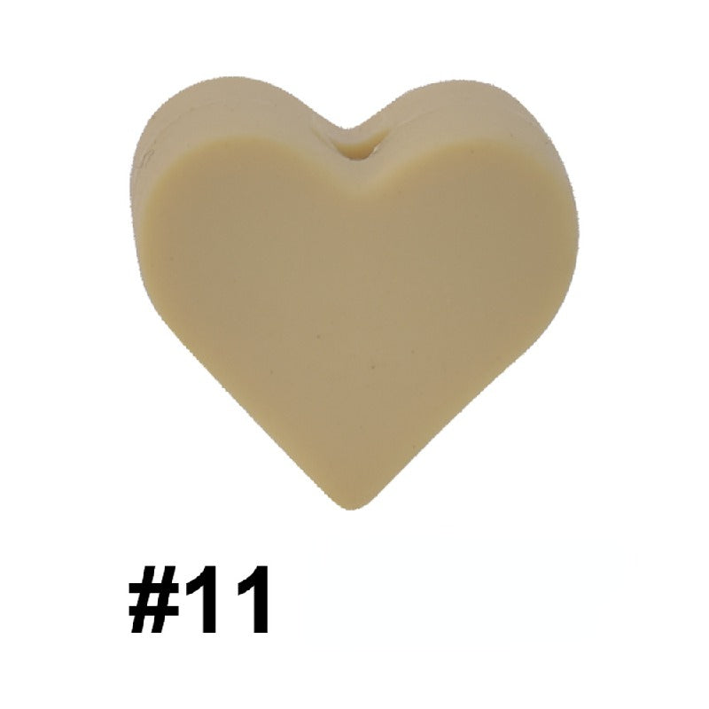 Colorful Pastel Mix Heart 14mm Silicone Beads Solid Color Matte Finish 50pcs 10