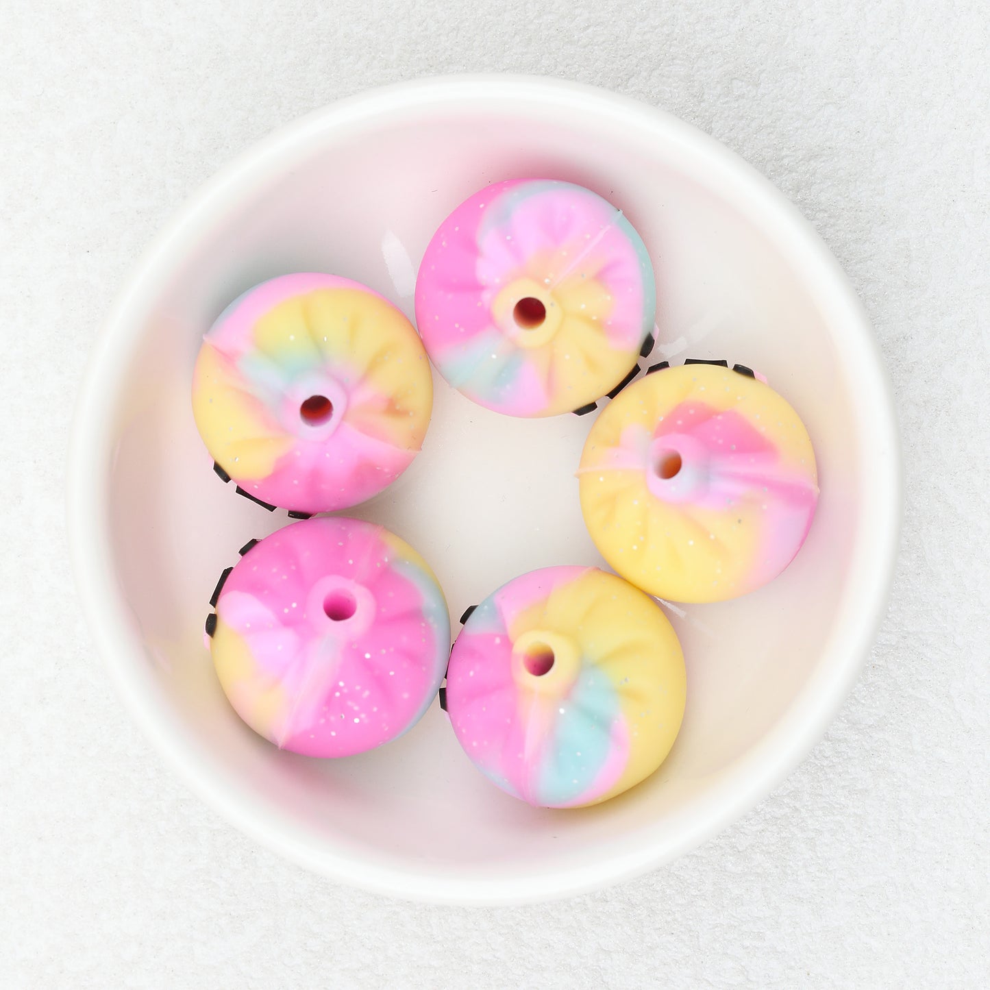 Colorful 3D Glittered Silicone Steamed Stuffed Bun Focal Beads 20pcs 11