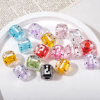 Transparent Dyed Core Acrylic Question Mark Cube Beads 20pcs 11mm 2