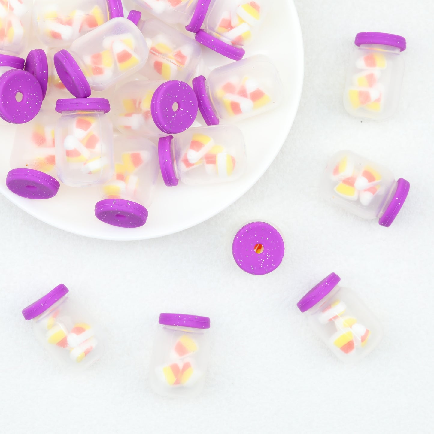 Halloween Purple 3D Silicone Focal Beads Candy Jar Design 20pcs 2