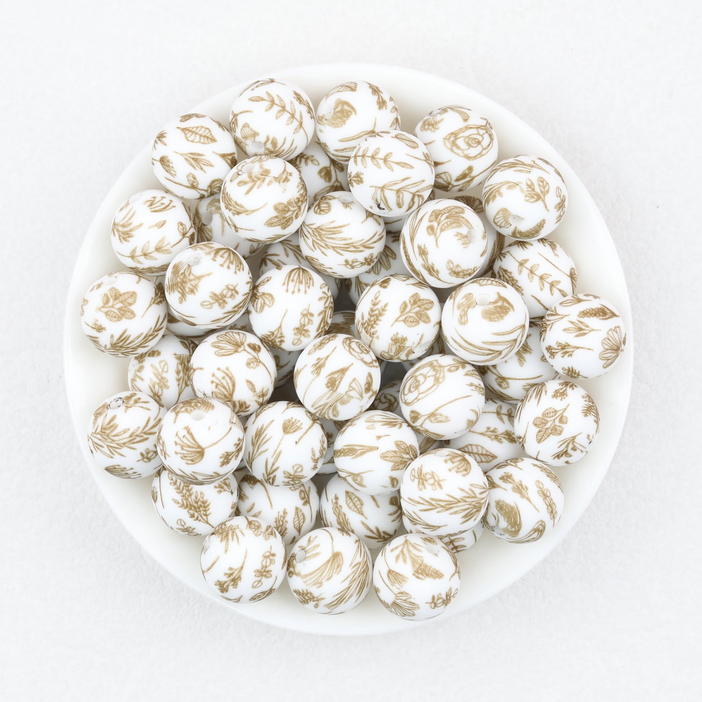 Colorful Floral Pattern 15mm Round Silicone Beads 50pcs 6