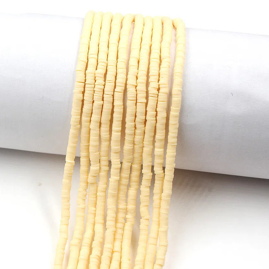 Flat Clay Beads 4mm Solid Color Polymer Disc 10strands 34