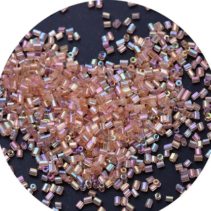 Iridescent Seed Bugle Glass Beads 3mm Mixed Colors 3000pcs 7