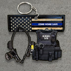 Acrylic Tactical Vest Police Cap Keychain Bold Yellow 226 Design 4