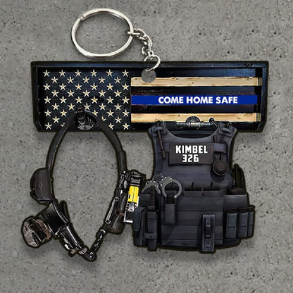 Acrylic Tactical Vest Police Cap Keychain Bold Yellow 226 Design 4