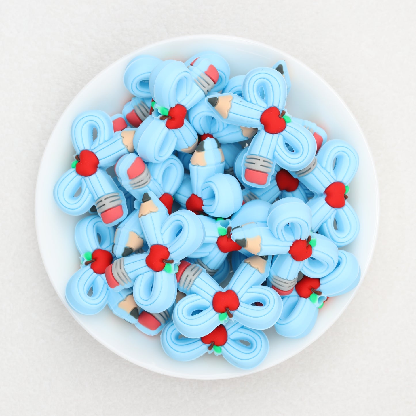 3D Colored Pencil Bow Silicone Focal Beads 20pcs 2