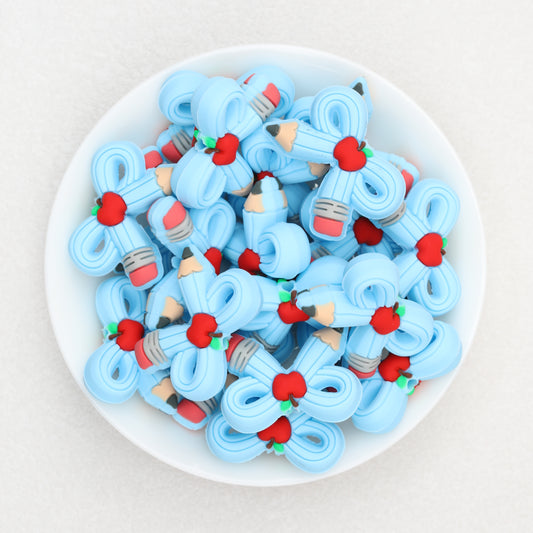 3D Colored Pencil Bow Silicone Focal Beads 20pcs 2