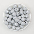 Star Pattern 15mm Printed Silicone Beads 50pcs - Gray