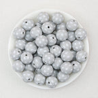 Star Pattern 15mm Printed Silicone Beads 50pcs - Gray
