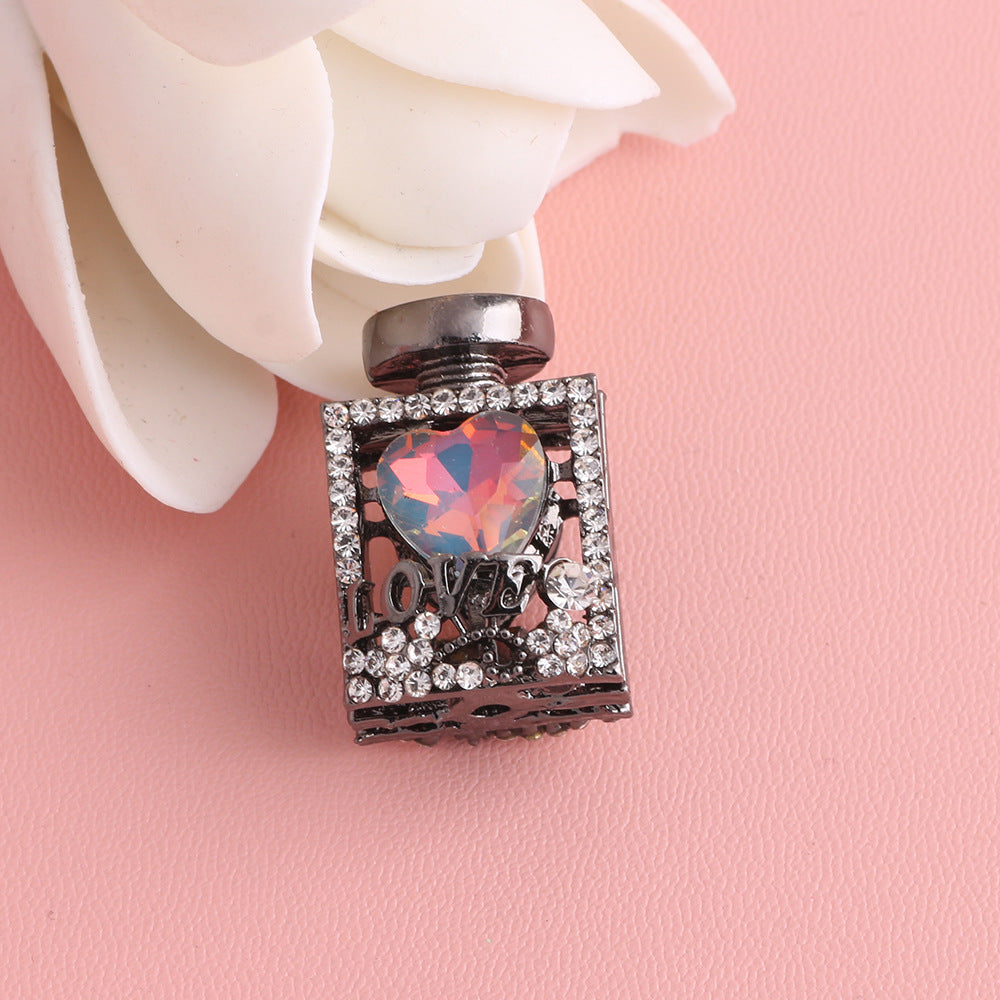 Fancy Alloy Perfume Bottle Charm Beads with Heart and Rhinestones 2pcs 28