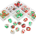 Hand Drawn Christmas Glass Beads 14mmx16mm Holiday Focal Beads 4