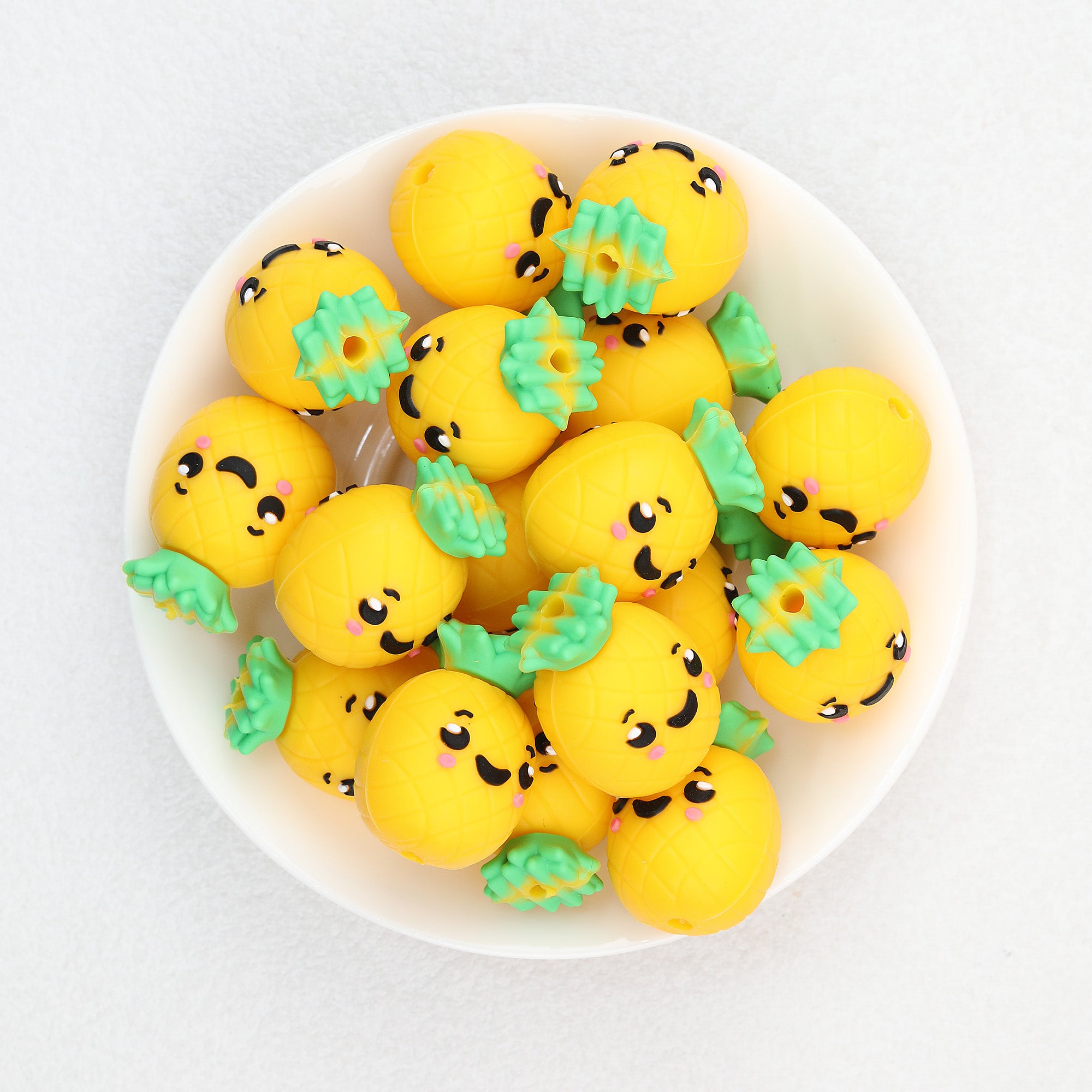 3D Cute Pineapple Silicone Focal Beads 20Pcs  2