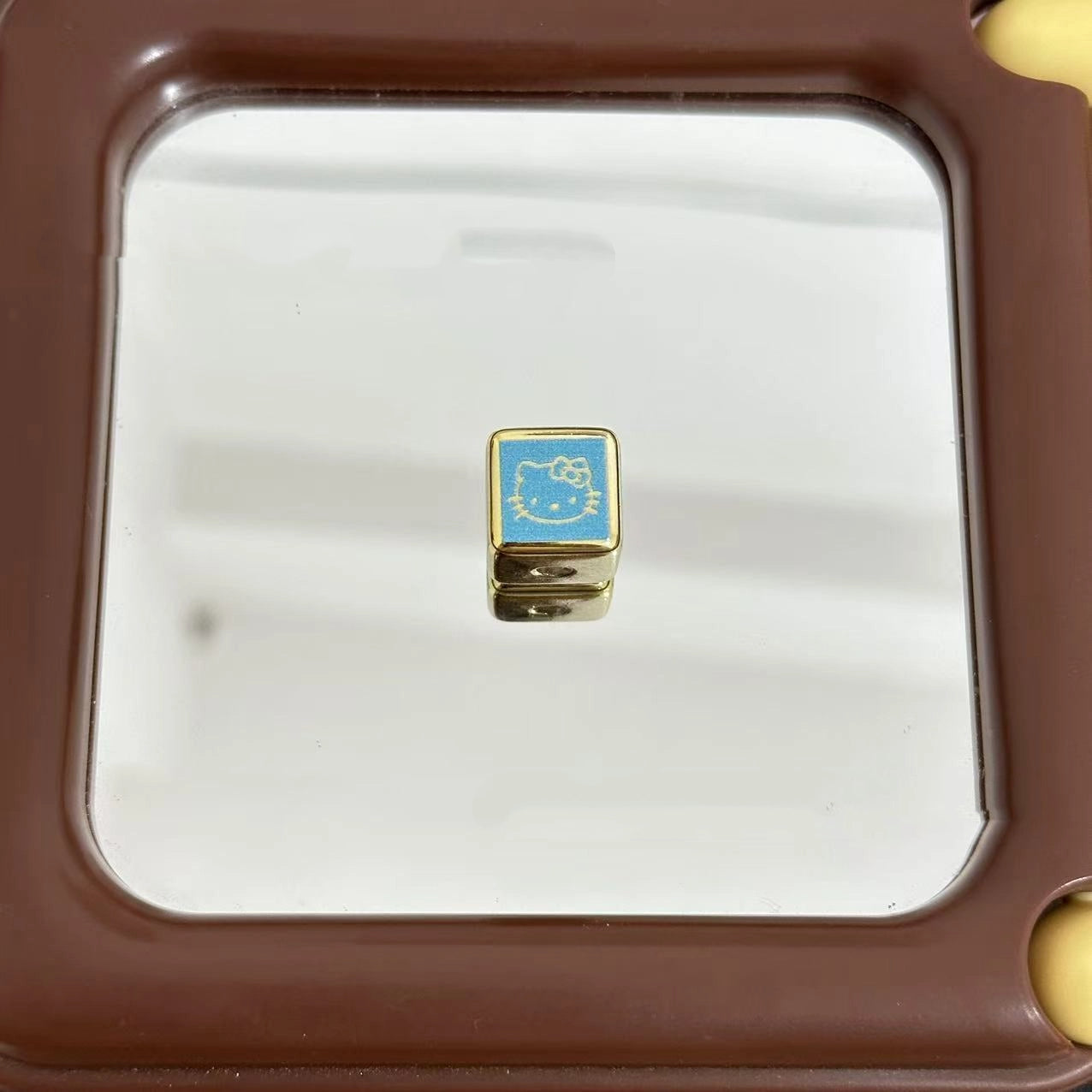Square Acrylic Beads 14mm Glossy Gold Frame HK Kitty 10pcs 3