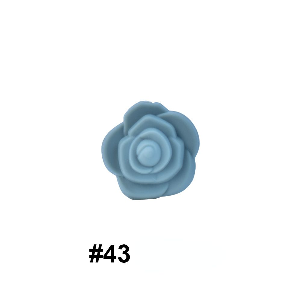 Double-Sided Flower Silicone Beads Multi Color Solid 50pcs 22
