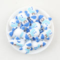 3D Snowman Silicone Focal Beads Wholesale, Blue Scarf Gloves Christmas Design