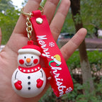 Silicone Christmas Keychain Cartoon Santa Snowman Tree Deer Charm 7