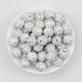15mm Black and White Patterned Print Round Silicone Beads 50pcs - wow