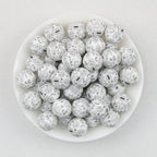 15mm Black and White Patterned Print Round Silicone Beads 50pcs - wow