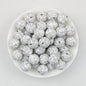 15mm Black and White Patterned Print Round Silicone Beads 50pcs - wow