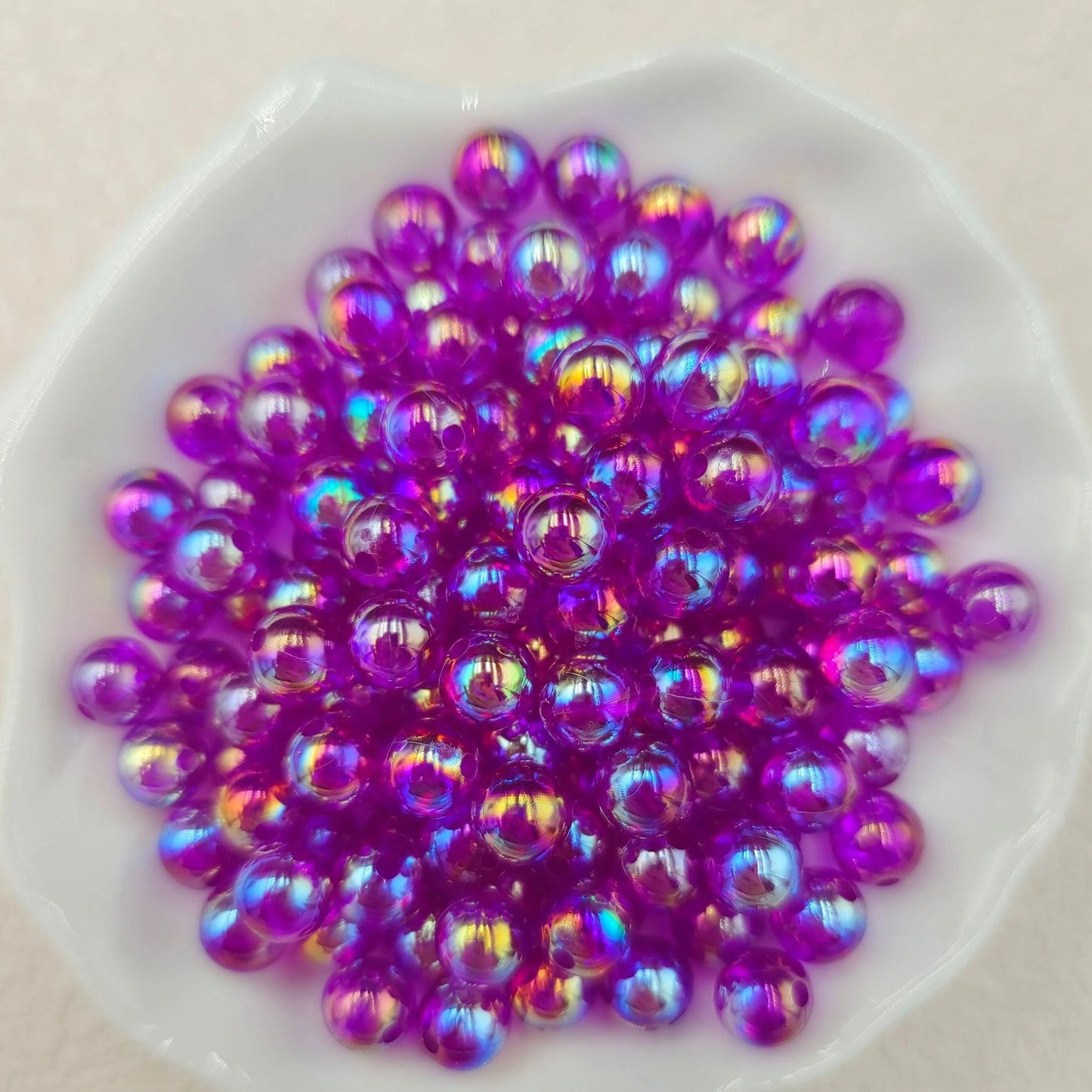 Plating Round Acrylic Beads 12mm Iridescent Transparent 550pcs 13