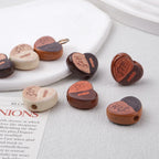 Coffee Bean Heart Acrylic Beads 22mm Rustic Woodgrain Texture 20pcs