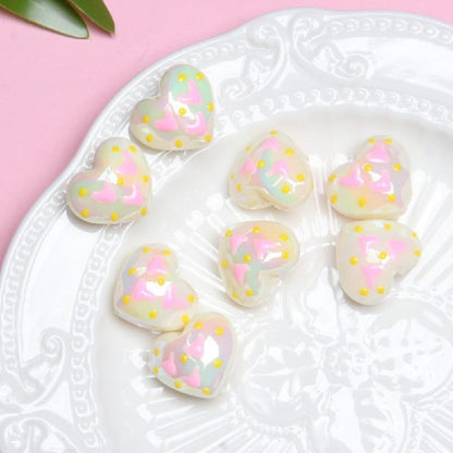 Glow Acrylic Heart Beads Colorful Light In The Dark 2pcs 10