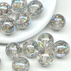 Clear Sparkle Glitter Resin Beads 16mm Round 10pcs