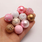 Bubblegum Beads 20mm Pink White Gold Polka Dot Chunky Mix 50pcs 3