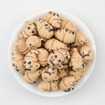 Coffee Lover 3D Beige Silicone Focal Beads Set 20 pcs 2