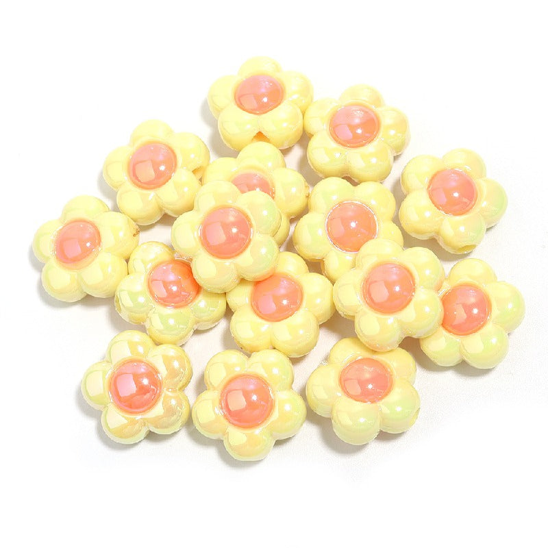Cartoon Flower Acrylic Beads 16mm Glossy Pastel Colors 20pcs 6