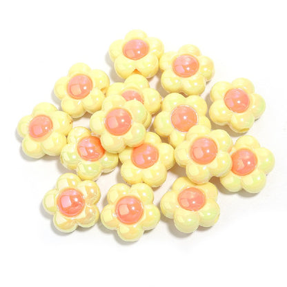 Cartoon Flower Acrylic Beads 16mm Glossy Pastel Colors 20pcs 6