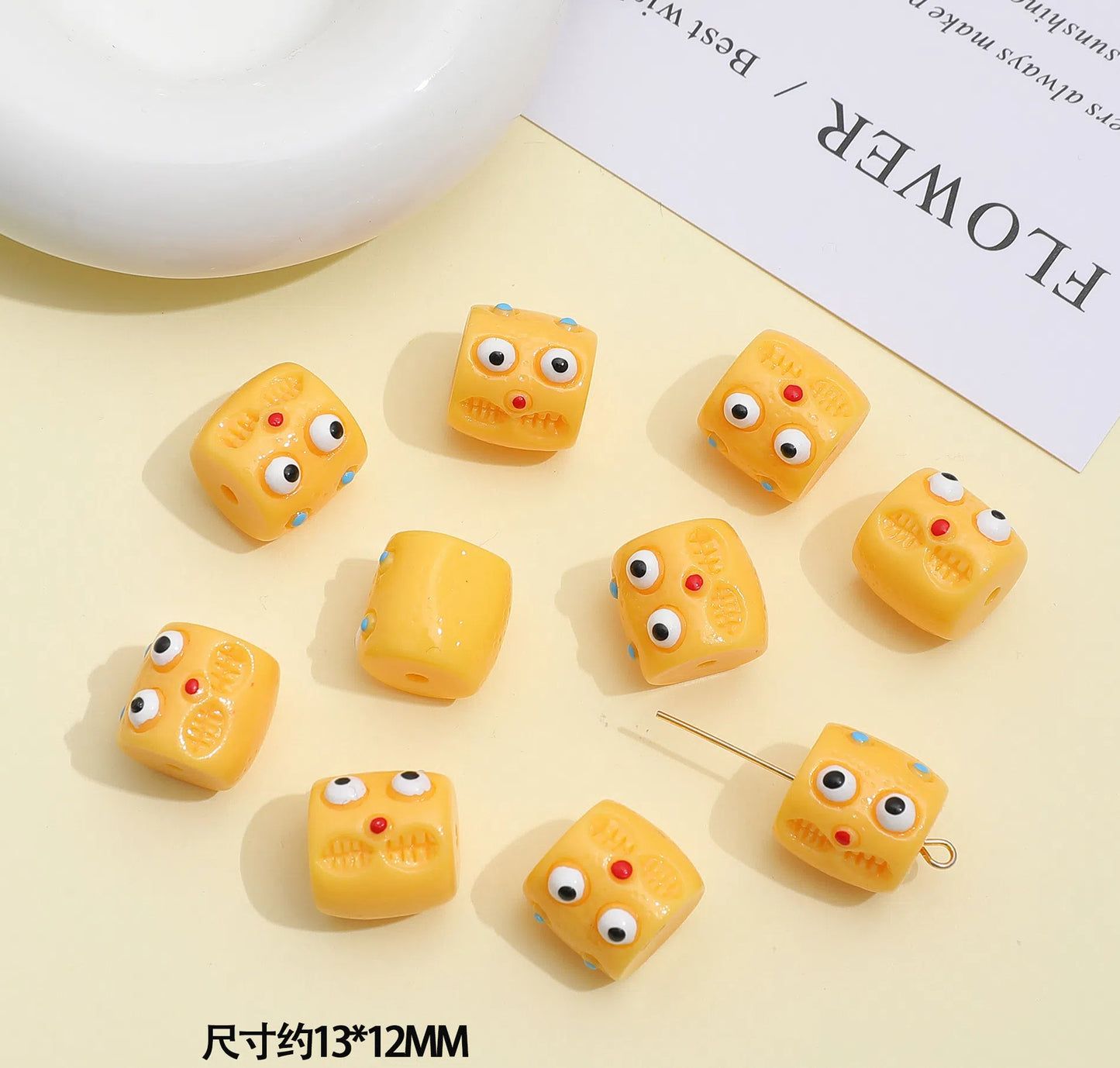 Monster Resin Barrel Beads 13mm Glossy 2pcs 9