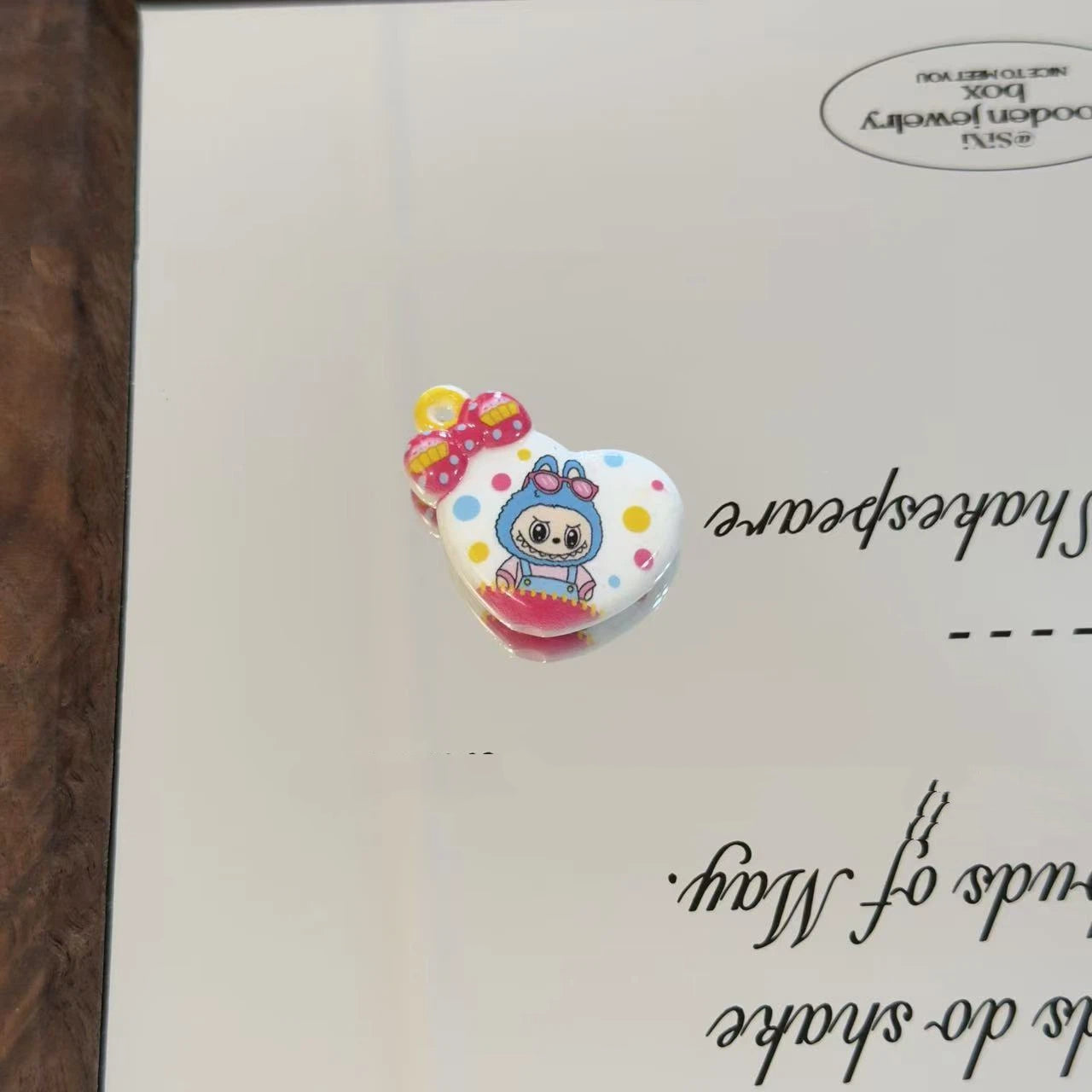 Heart Acrylic Beads 25mm Cartoon Character Printed 10pcs 6
