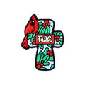 Silicone Focal Beads Jesus Faith Cross With Holly Cardinal 20pcs 13