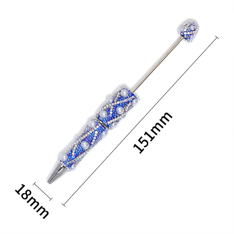 Beadable Pen with Rhinestone Pearl Chain Multicolor Rotating 5 Pcs 3