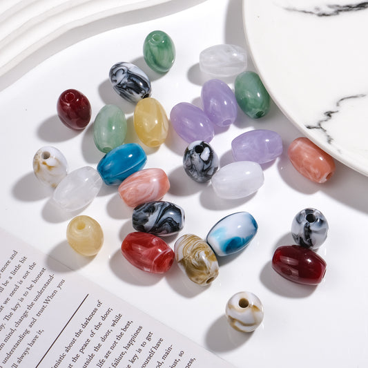 Vintage Oval Acrylic Beads 21mm Two-Color Imitation Agate 50pcs