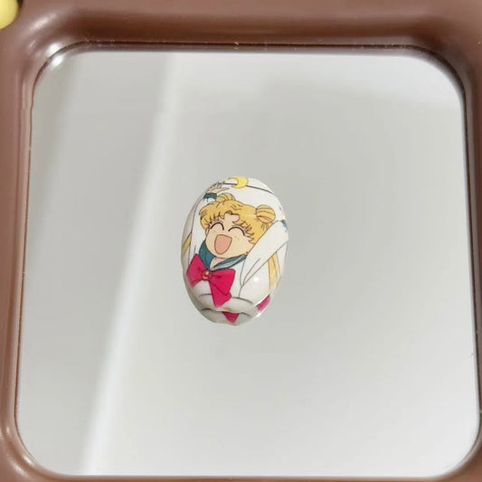 Oval Acrylic Beads 25mm Sailor Moon Anime Pattern 10pcs 2