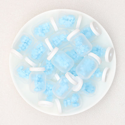 3D Christmas Glitter Bottle Silicone Focal Beads 20pcs 12