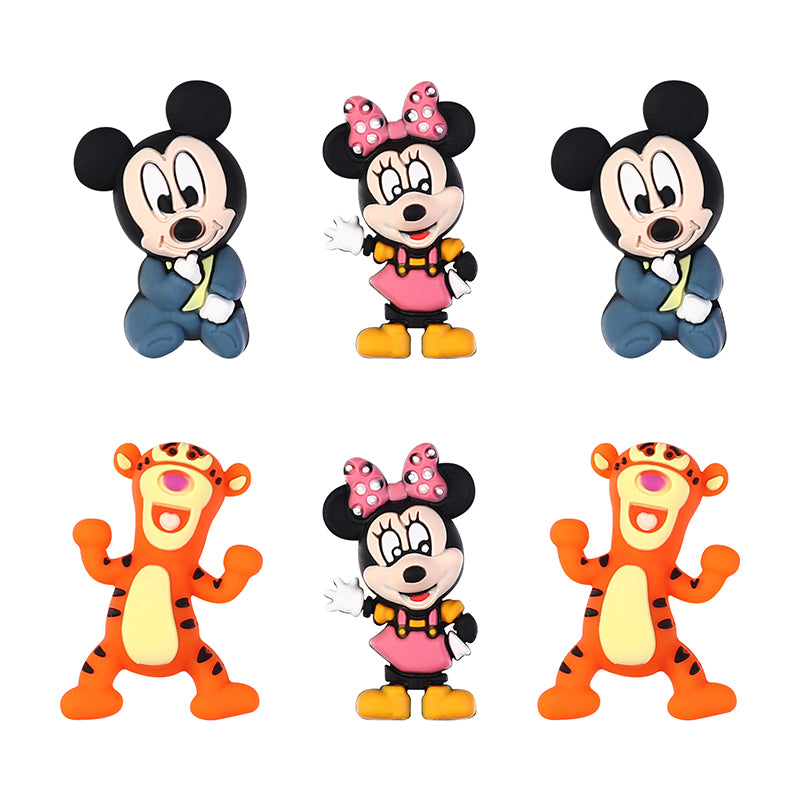 Silicone 3D Focal Beads Disney Mickey Minnie Tigger Detailed Character 20pcs