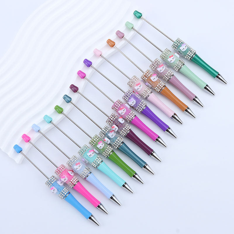 Beadable Pen with Kitty and Rhinestone  4