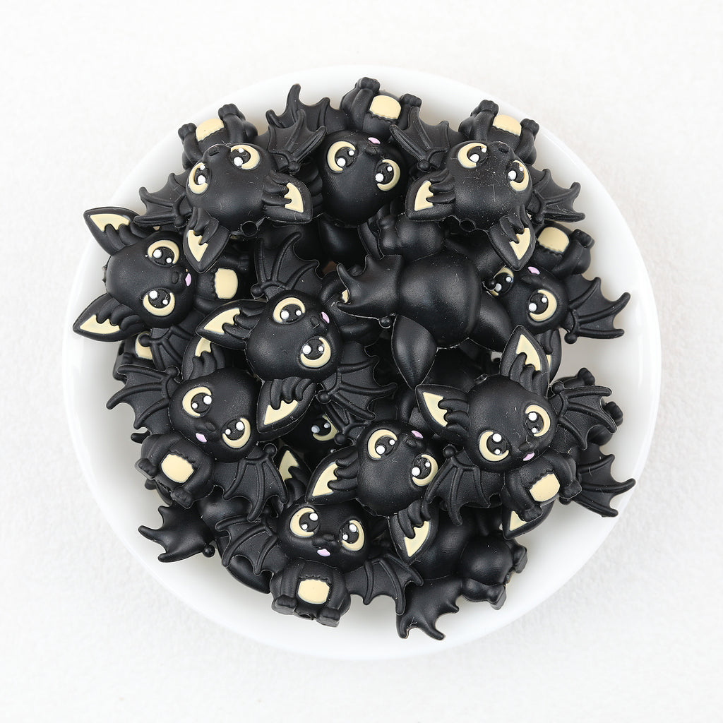  3D Multicolour Halloween Bat Silicone Focal Beads 20Pcs 3