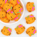 Halloween Bow Pumpkin Silicone Focal Beads Orange Pink 20pcs