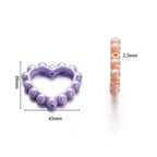 Hollow Heart Acrylic Beads 39x43mm Pastel and Black Scalloped 10pcs 3