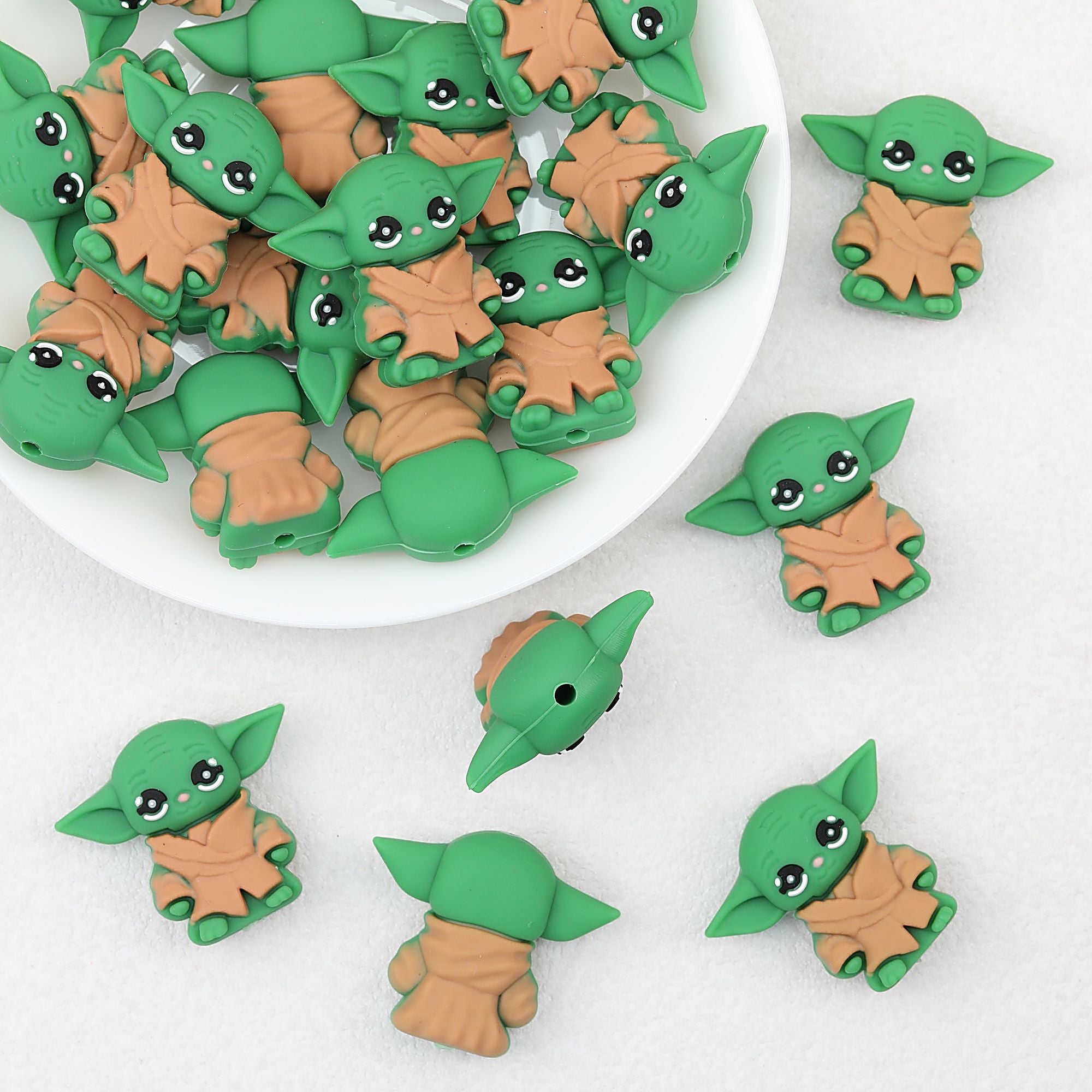 3D Green Character Silicone Focal Beads 20 pcs