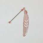 Beadable Feather Bookmarks Metal Colorful Detailed 13g - Electroplated rose gold