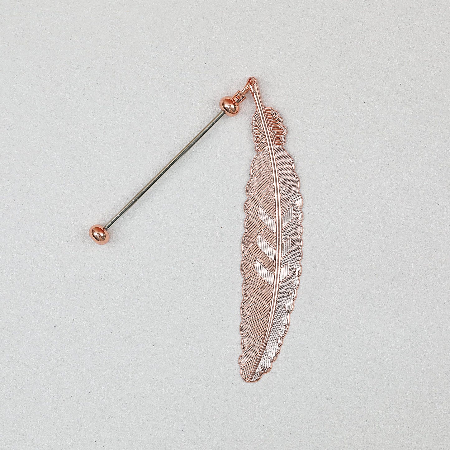 Beadable Feather Bookmarks Metal Colorful Detailed 13g - Electroplated rose gold