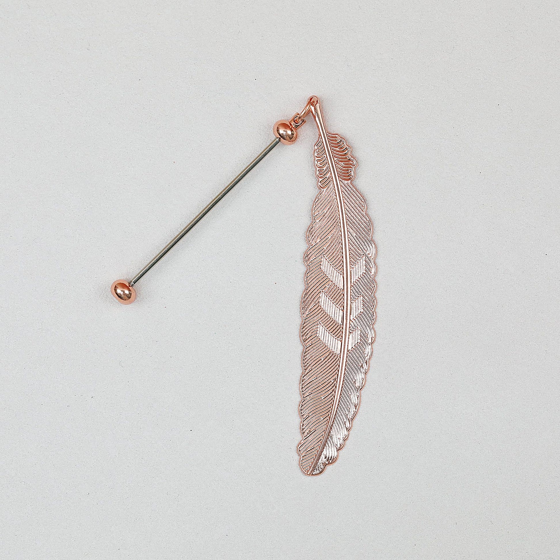 Beadable Feather Bookmarks Metal Colorful Detailed 13g - Electroplated rose gold