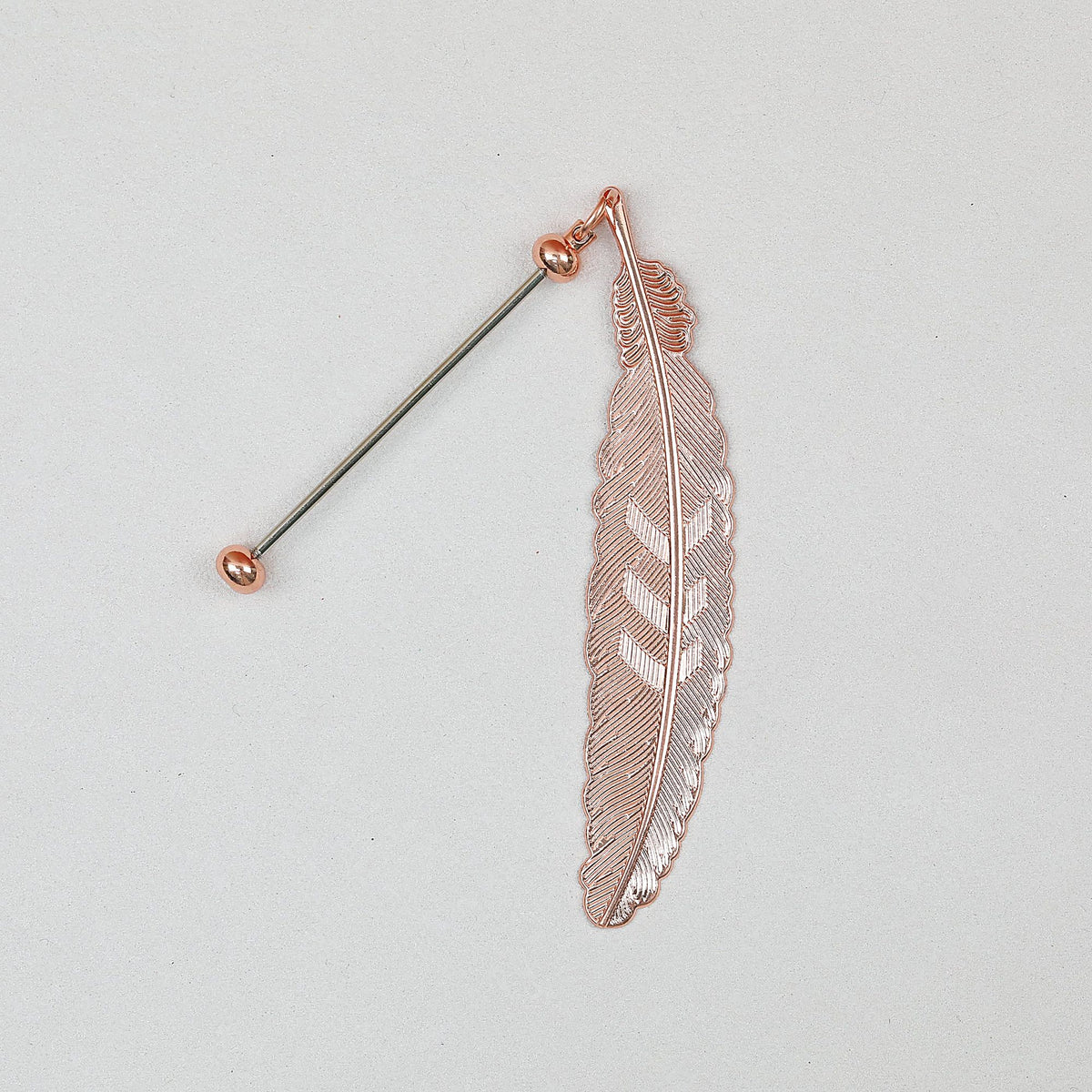 Beadable Feather Bookmarks Metal Colorful Detailed 13g - Electroplated rose gold