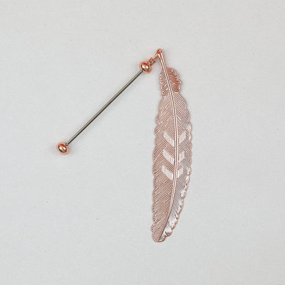 Beadable Feather Bookmarks Metal Colorful Detailed 13g - Electroplated rose gold